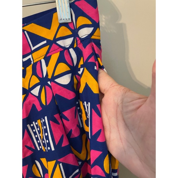 FRANCIS + BENEDICT Size L Maxi Skirt Geo Blue Pink Yellow Handmade Togo Africa - Picture 8 of 8